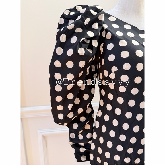 ANTHROPOLOGIE Mac Duggal One Shoulder Polka Dot Sheath Gown Maxi Dress 10 NWT - Picture 14 of 17